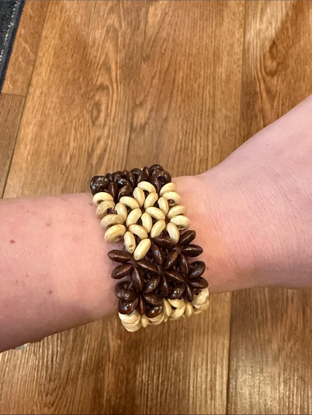 Handmade Brown & Cream Seed Beaded Barrette
